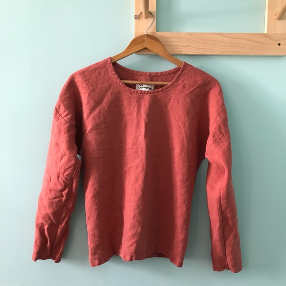 Rusty Red Conscious Clothing Linen Top Handmade in Michigan, size Medium - Picture 8 of 9
